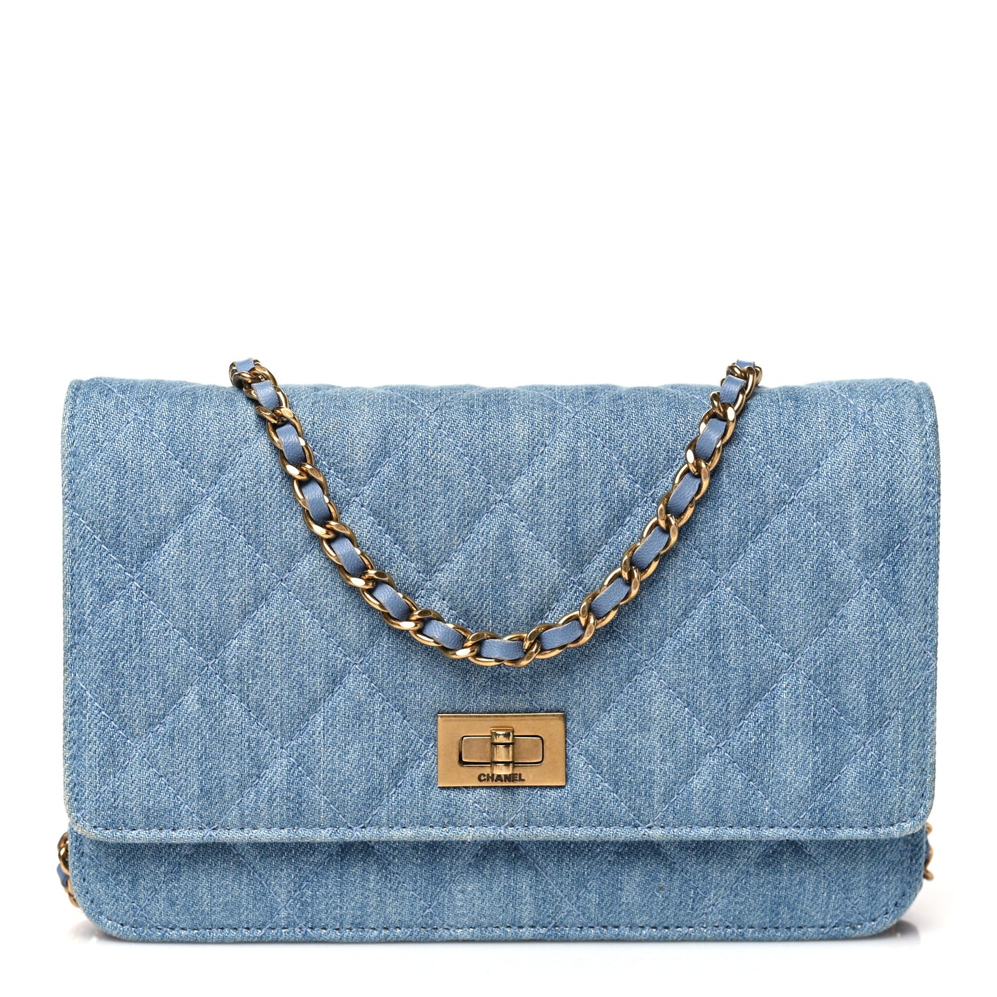 Denim Quilted Reissue Wallet On Chain WOC Blue