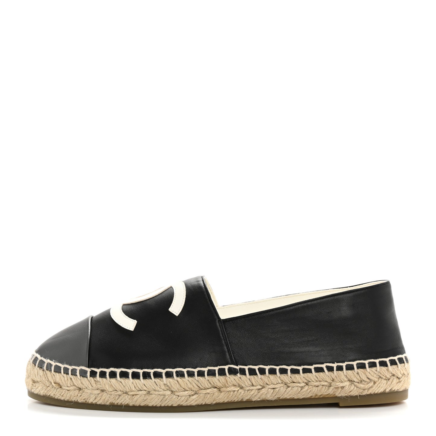 Lambskin CC Espadrilles 41 Black White Grey
