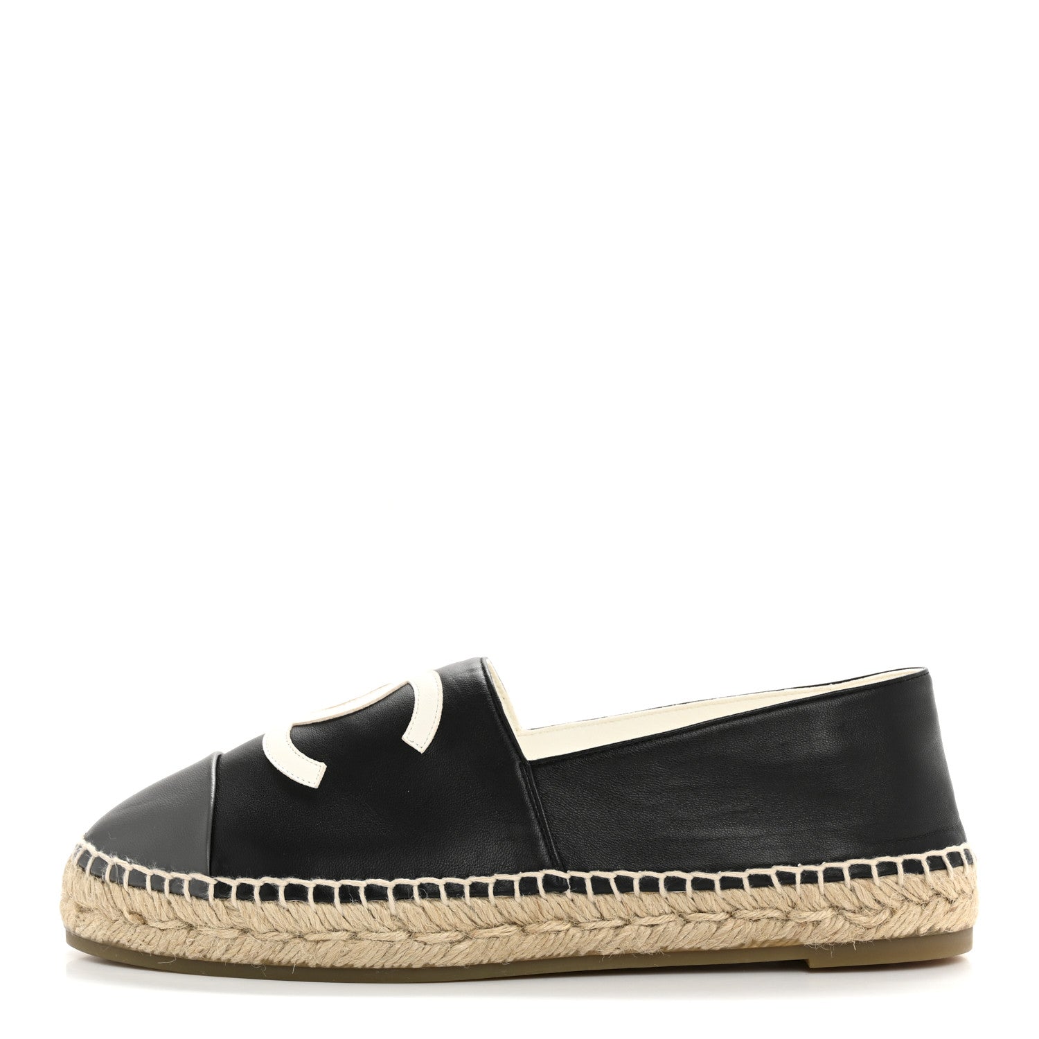 Chanel Lambskin CC Espadrilles 41 Black White Grey 1 of 10