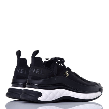 Chanel Velvet Calfskin Mixed Fibers CC Sneakers 40 Black 4 of 9