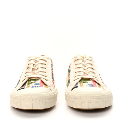Fendi Kuban Canvas FF Womens Domino Low Top Sneakers 41 Grezzo Multicolor Latte 3 of 10