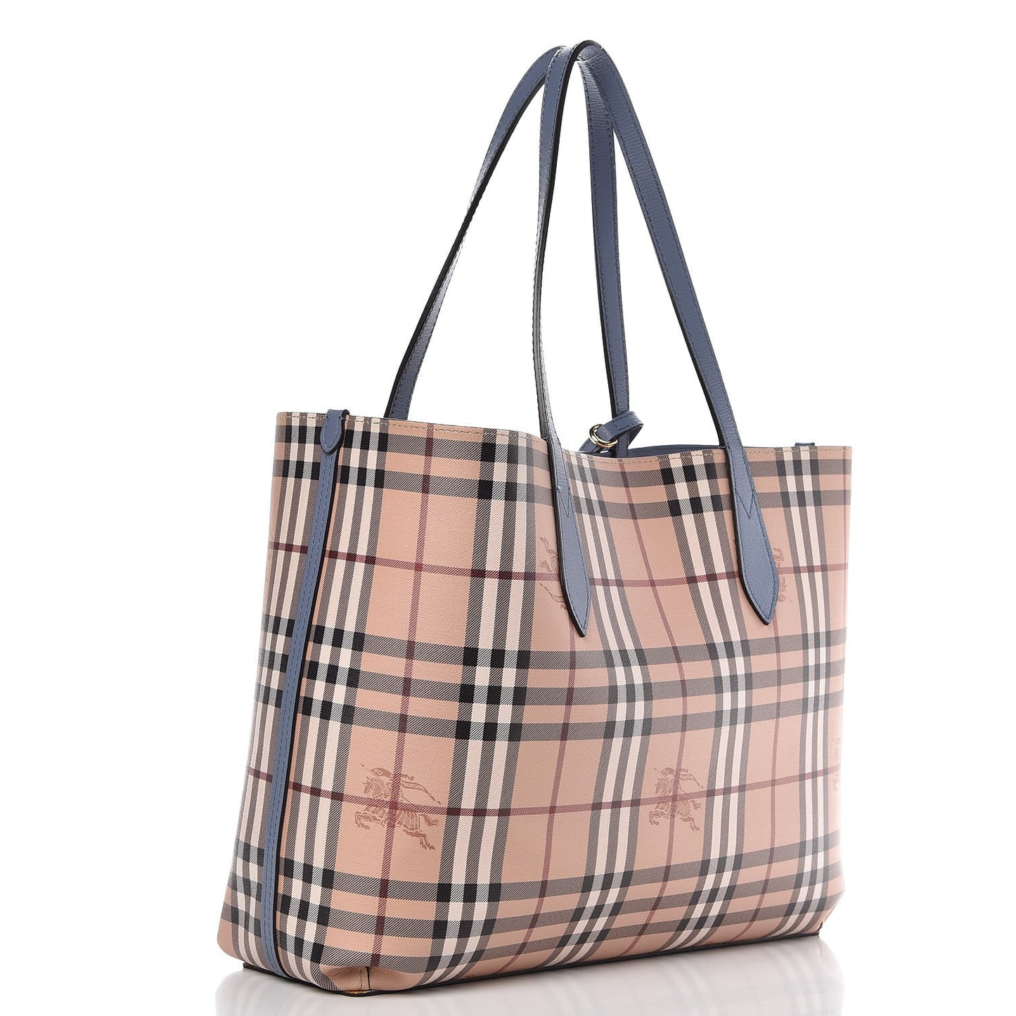 Calfskin Haymarket Check Medium Reversible Tote Blue