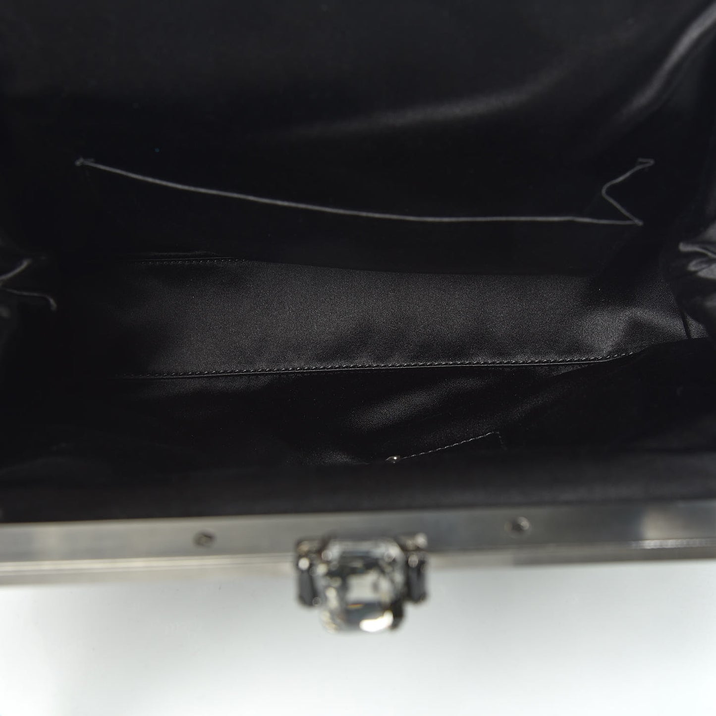 Satin Sequin Crystal Embellished Vanda Circles Chain Clutch Black