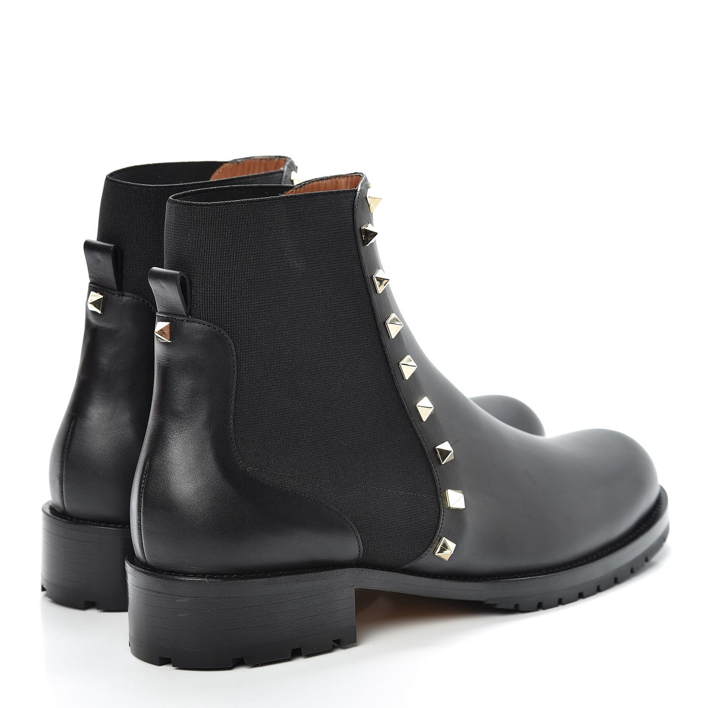 Calfskin Rockstud Beatle Chelsea 20mm Ankle Boots 41 Black