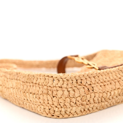Saint Laurent Raffia Calfskin Le 5 A 7 Mini Hobo Natural Brick 9 of 10