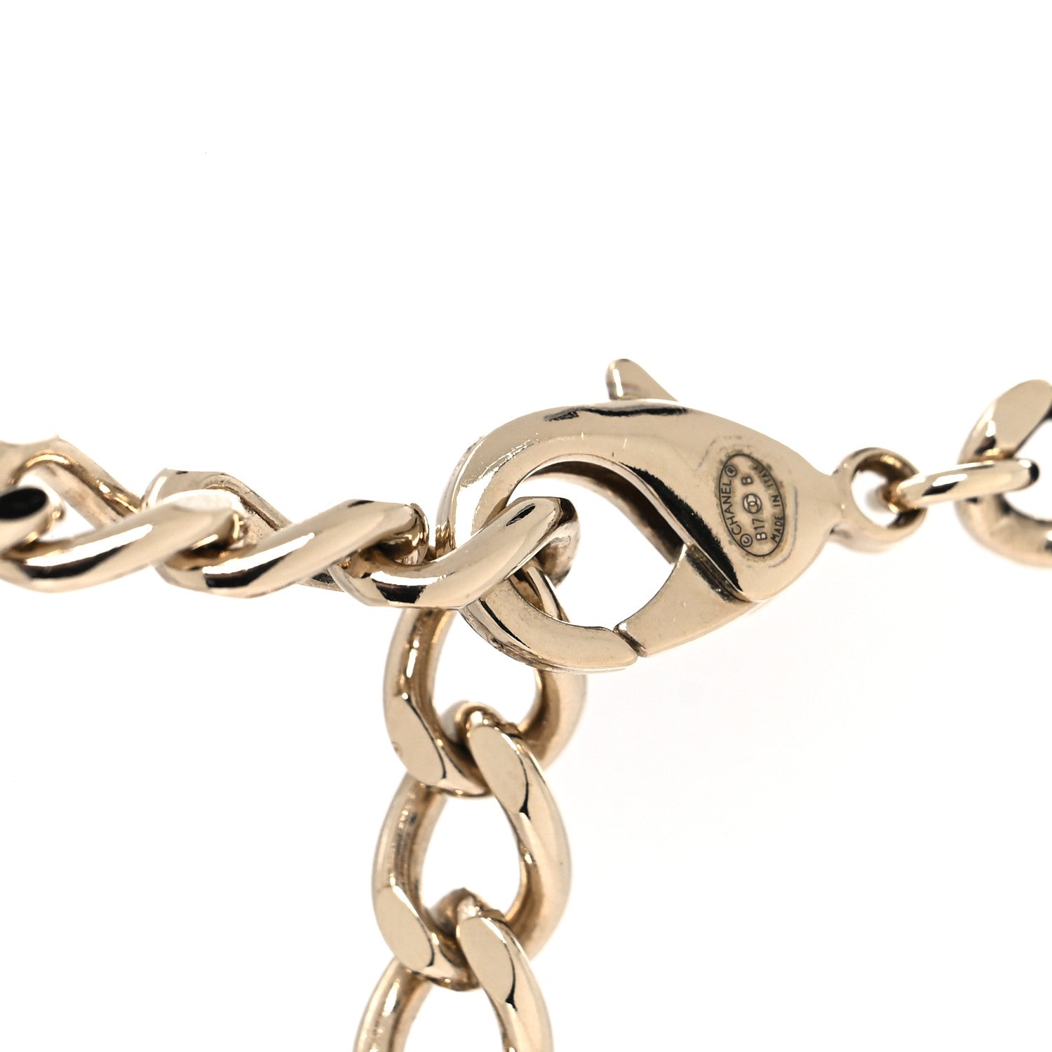 Chanel Lambskin Crystal CC Logo Charming Necklace Gold Black 4 of 5