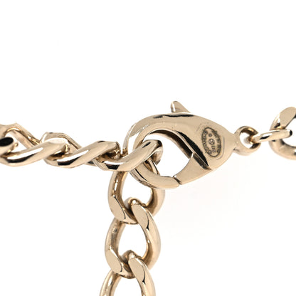 Chanel Lambskin Crystal CC Logo Charming Necklace Gold Black 4 of 5