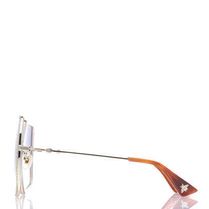 Gucci Glitter Acetate Oversize Square Frame Sunglasses GG0106S Gold 3 of 7