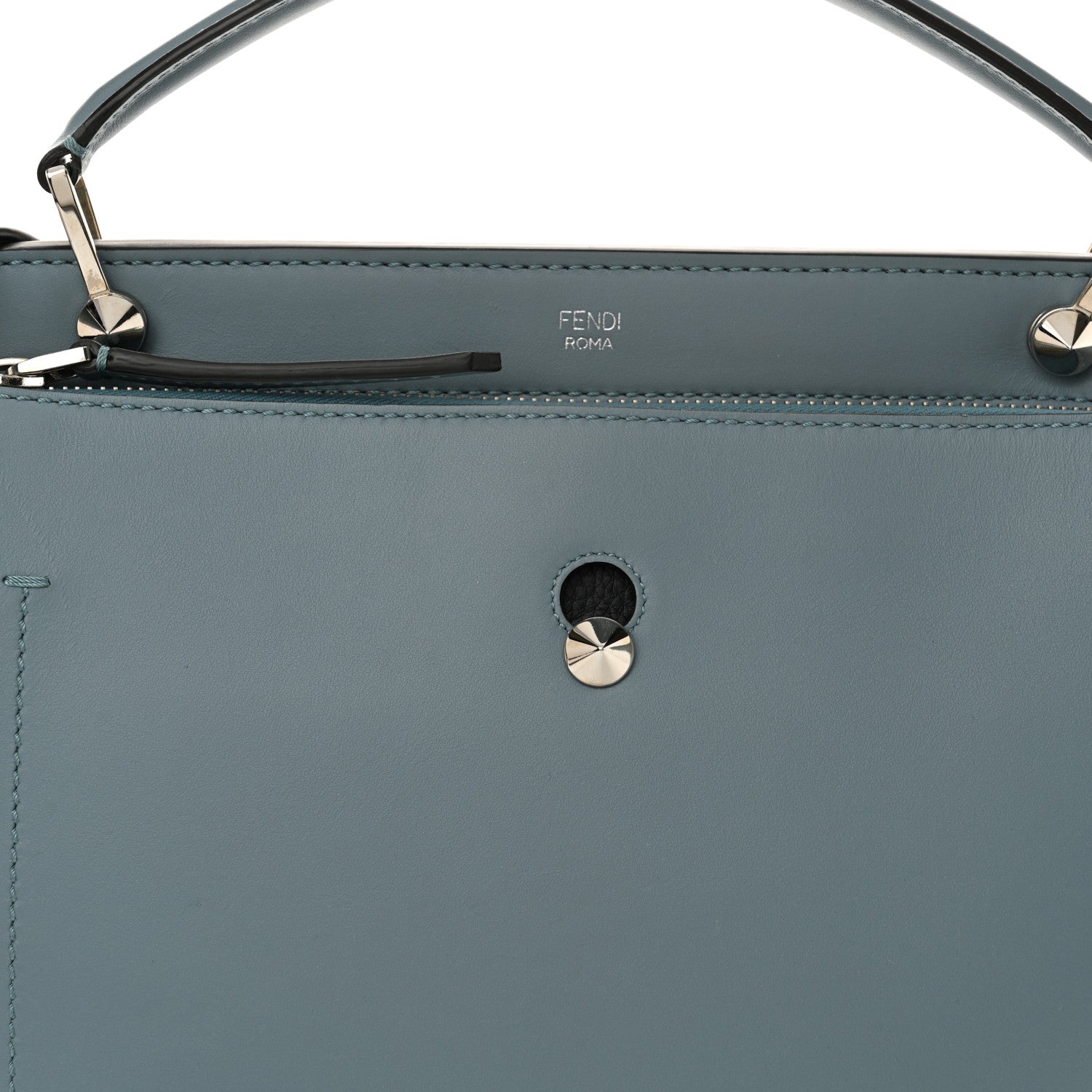 Fendi Vitello Baltico Dolce DotCom Satchel Blue 9 of 16