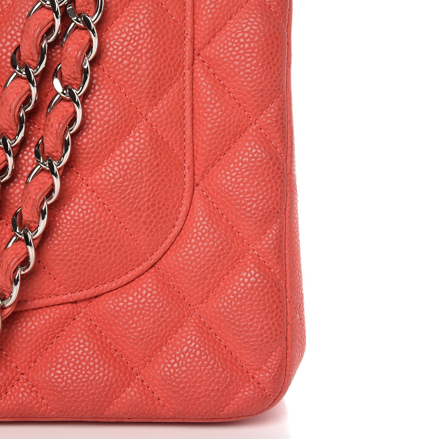 Iridescent Caviar Quilted Jumbo Double Flap Coral