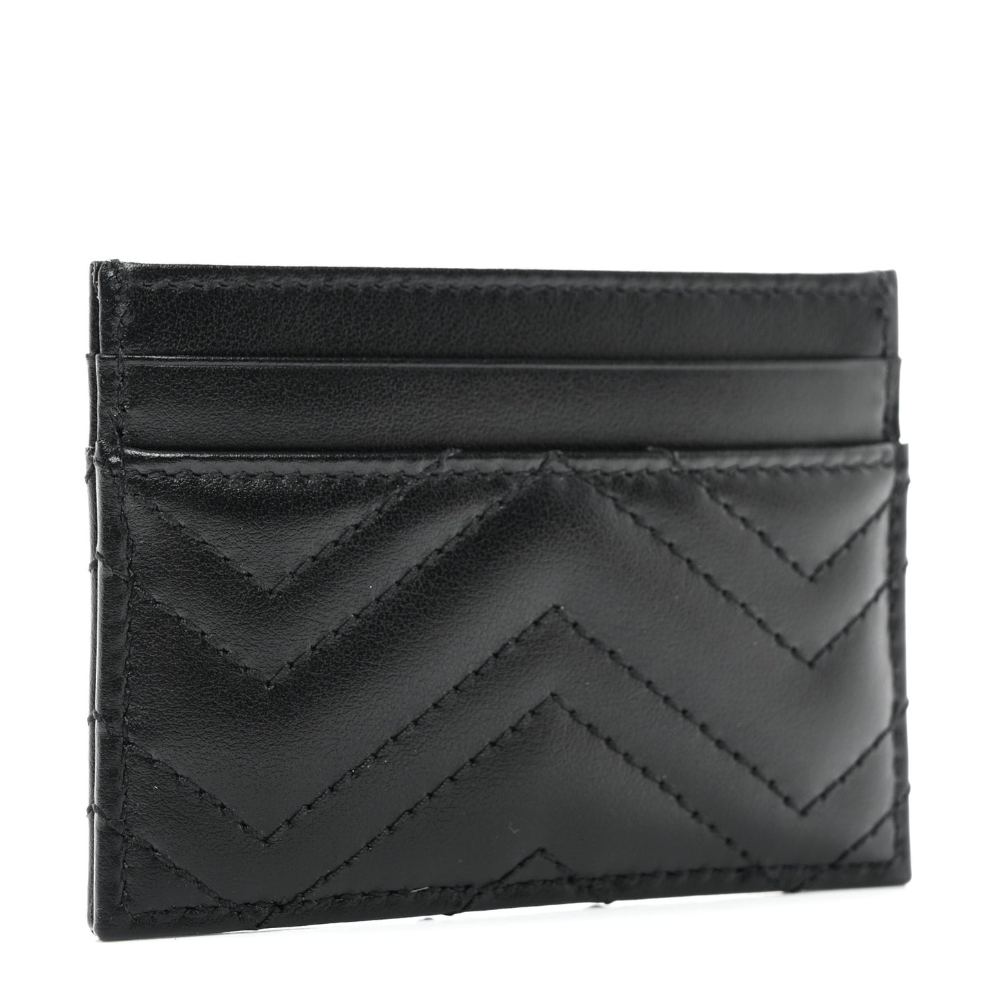 Calfskin Matelasse GG Marmont Card Holder Black
