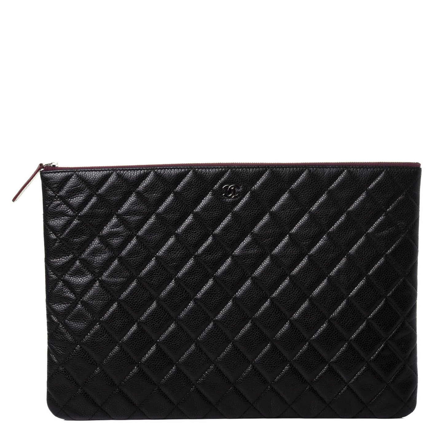 Caviar Quilted Large Cosmetic Case Black