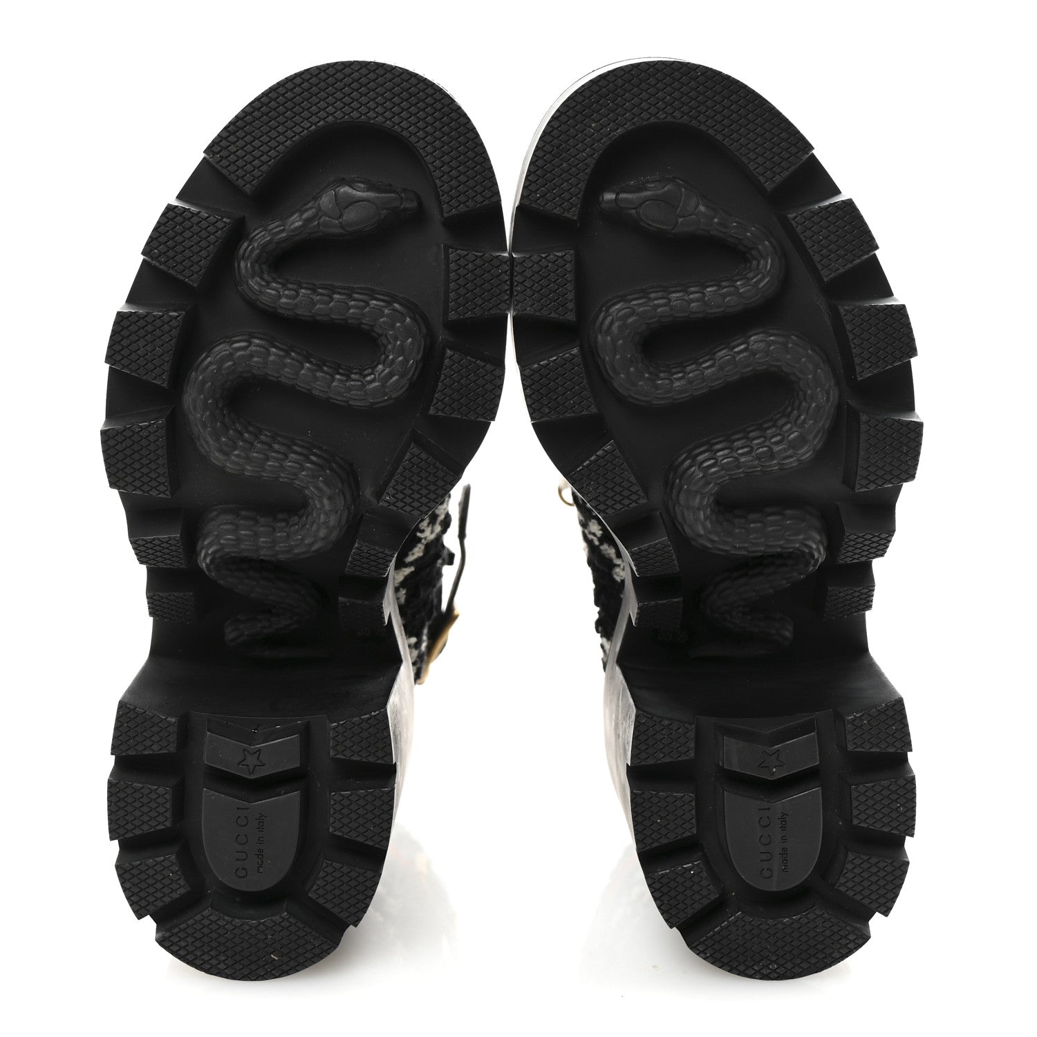 Gucci Tweed GG Monogram Lace Up Combat Ankle Boots 35.5 Black 6 of 9