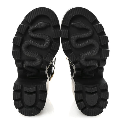 Gucci Tweed GG Monogram Lace Up Combat Ankle Boots 35.5 Black 6 of 9