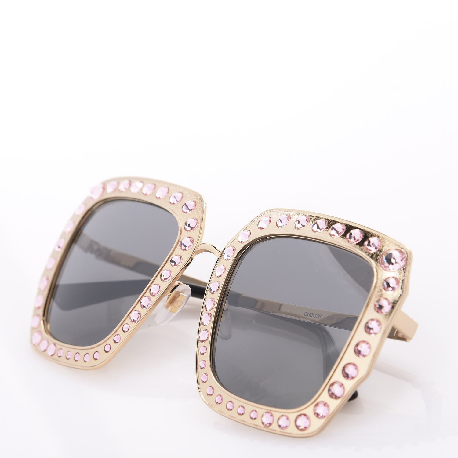 Gucci Metal Acetate Crystal Oversize GG0115S Sunglasses Gold 8 of 9