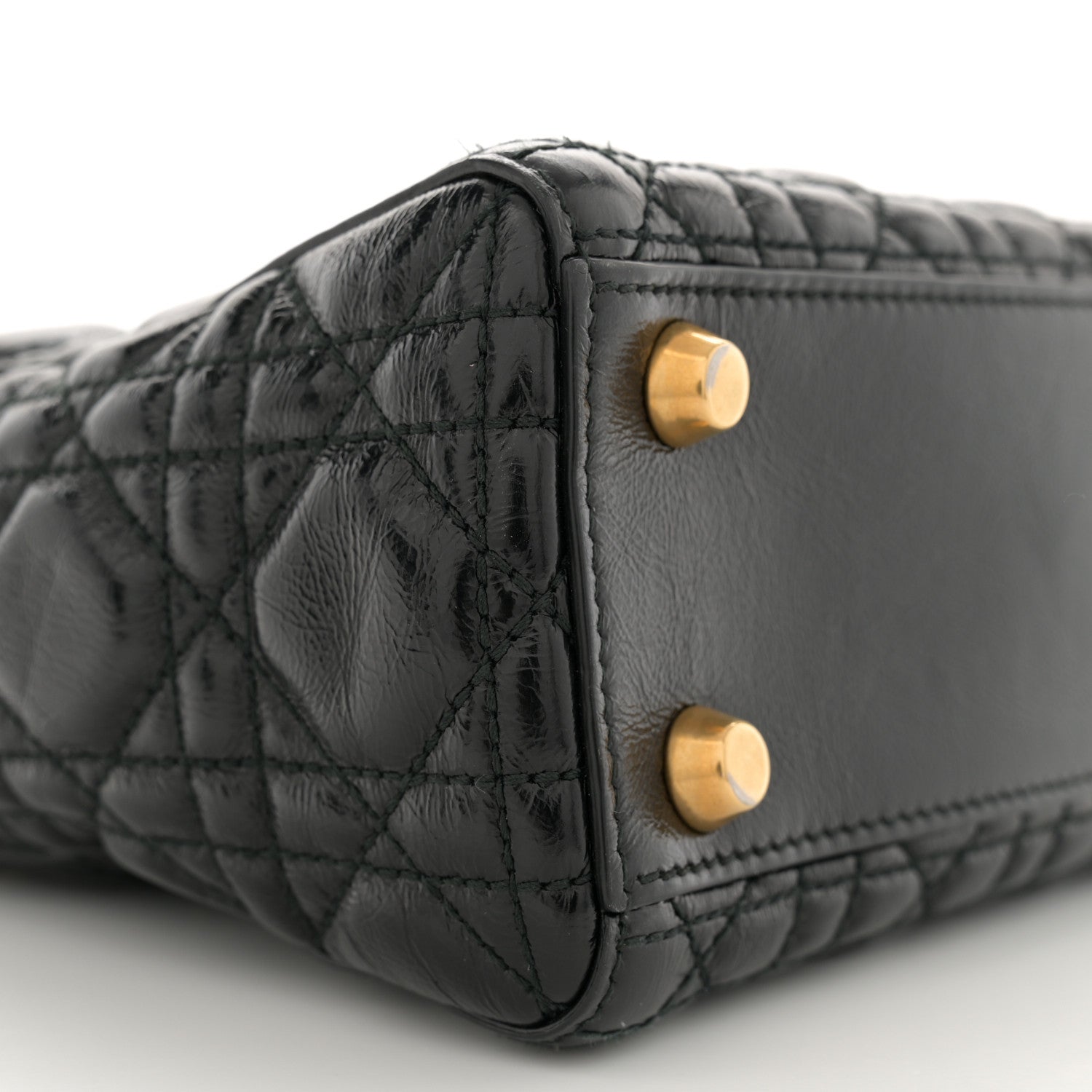 Christian Dior Crinkled Patent Cannage Small Lucky Badges My Lady Dior Black 9 of 13