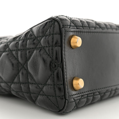 Christian Dior Crinkled Patent Cannage Small Lucky Badges My Lady Dior Black 9 of 13