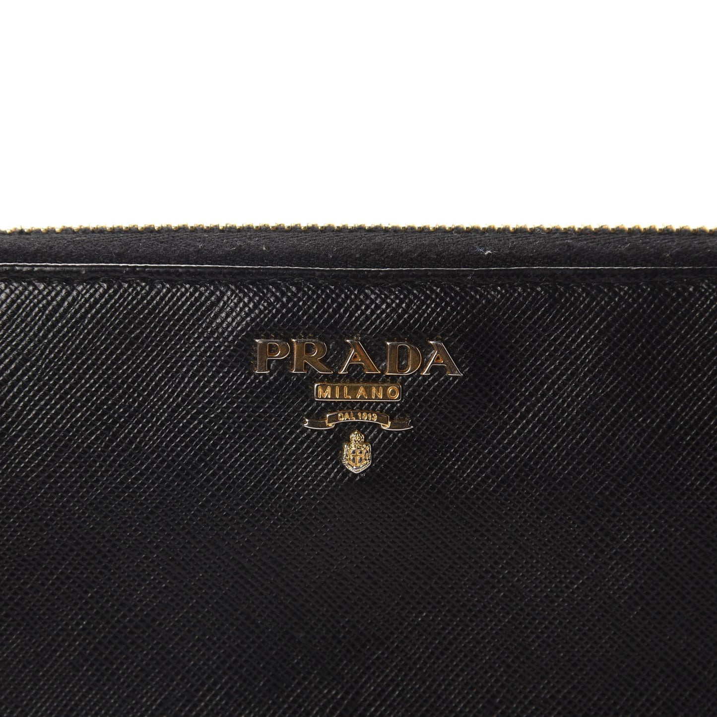 Saffiano Metal Zip Around Wallet Black