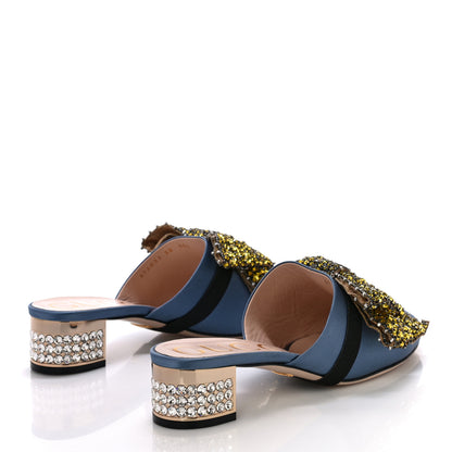 Gucci Raso Satin Crystal Embellished Bow Mules 38 Carta Zucchero 4 of 11
