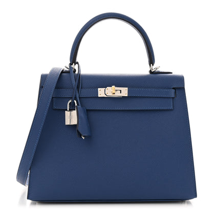 Hermes Epsom Kelly Sellier 25  Bleu Tie 1 of 12