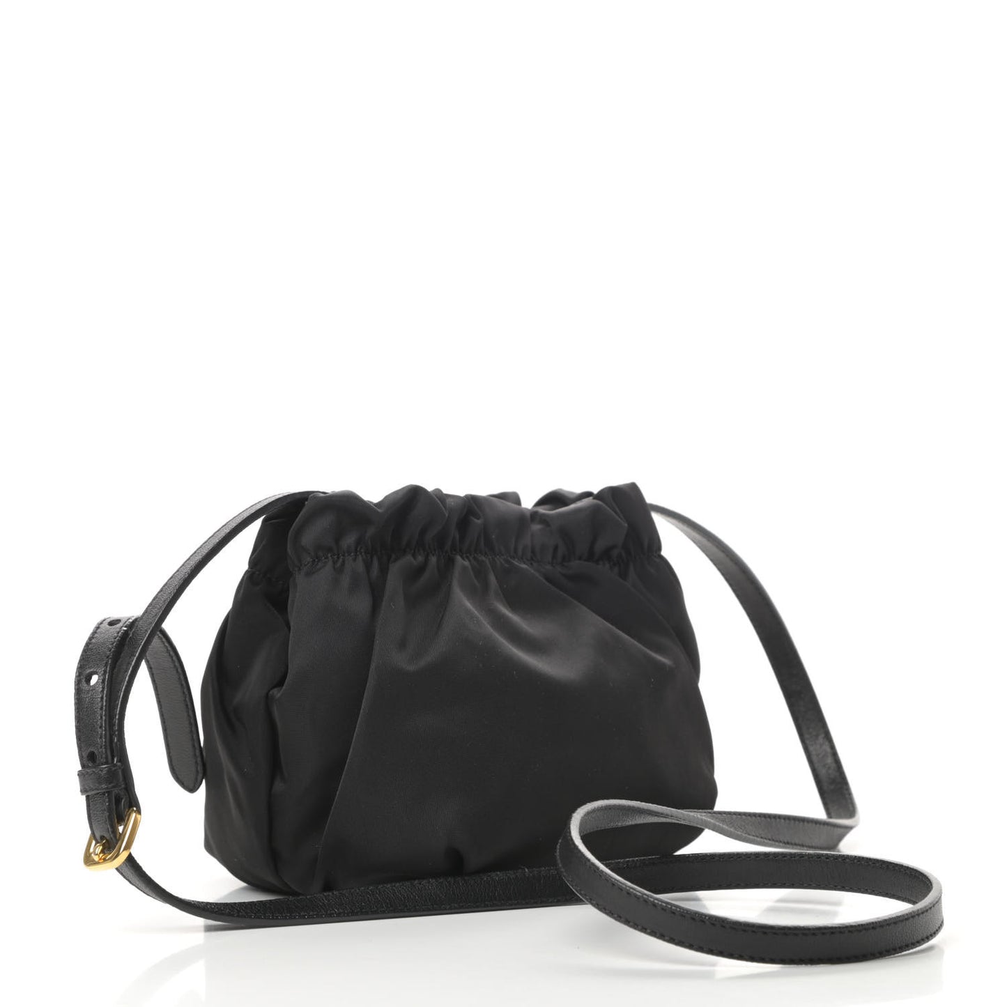 Tessuto Nylon Logo Mini Drawstring Bucket Bag Black