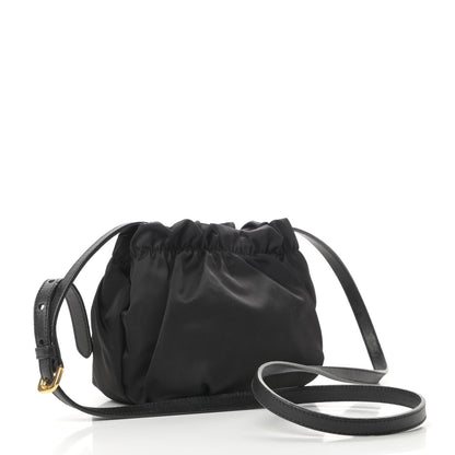 Prada Tessuto Nylon Logo Mini Drawstring Bucket Bag Black 3 of 12