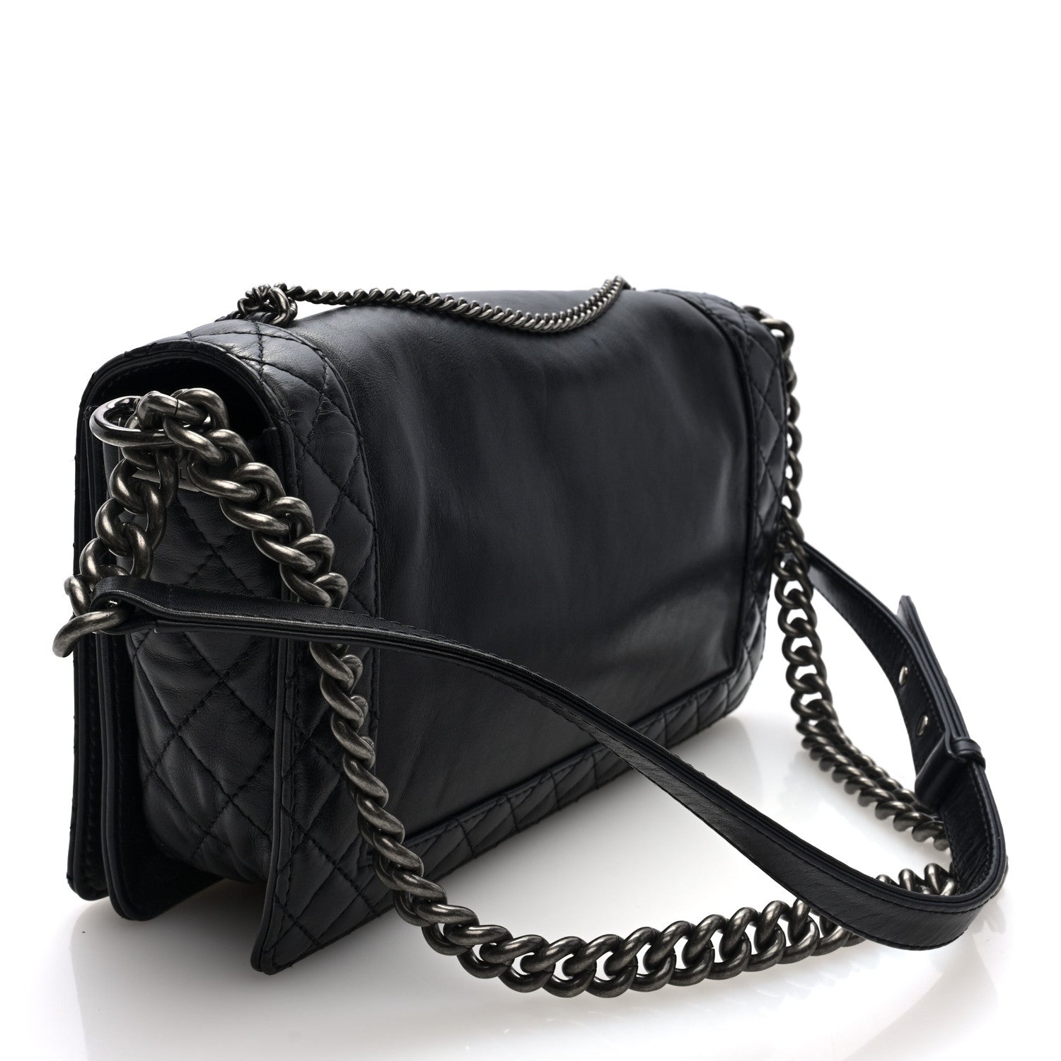 Chanel Calfskin Enchained New Medium Boy Flap Black 3 of 10