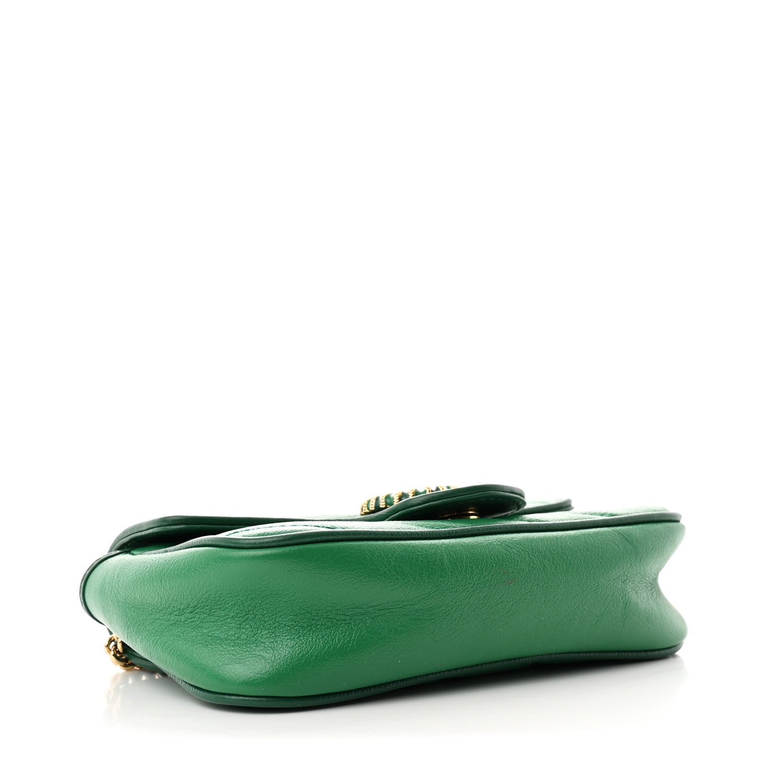 Gucci Azalea Calfskin Enamel Matelasse Diagonal Super Mini Torchon GG Marmont Shoulder Bag New Shamarock Emerald 4 of 10