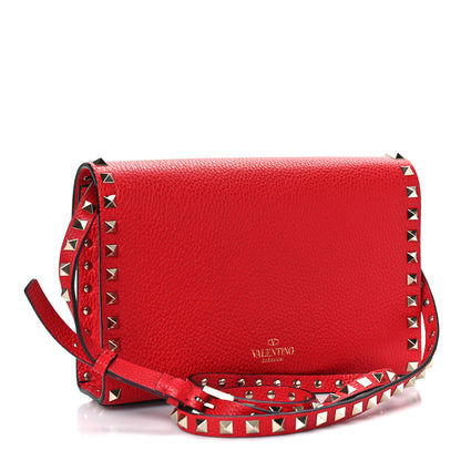 Valentino Garavani Pebbled Calfskin Medium Rockstud Flip Lock Crossbody Bag Rouge Pur 3 of 8
