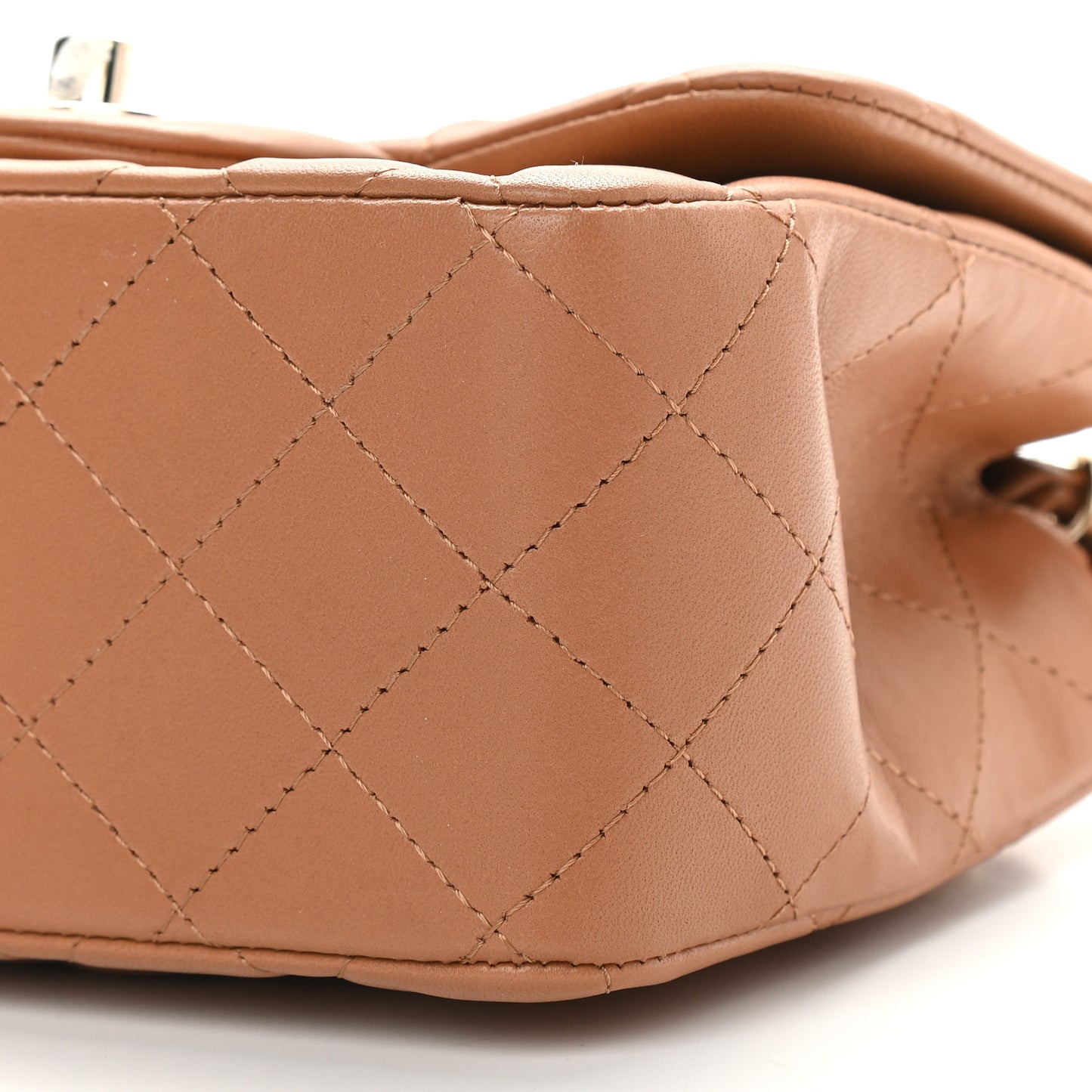 Lambskin Quilted Mini Square Flap Brown
