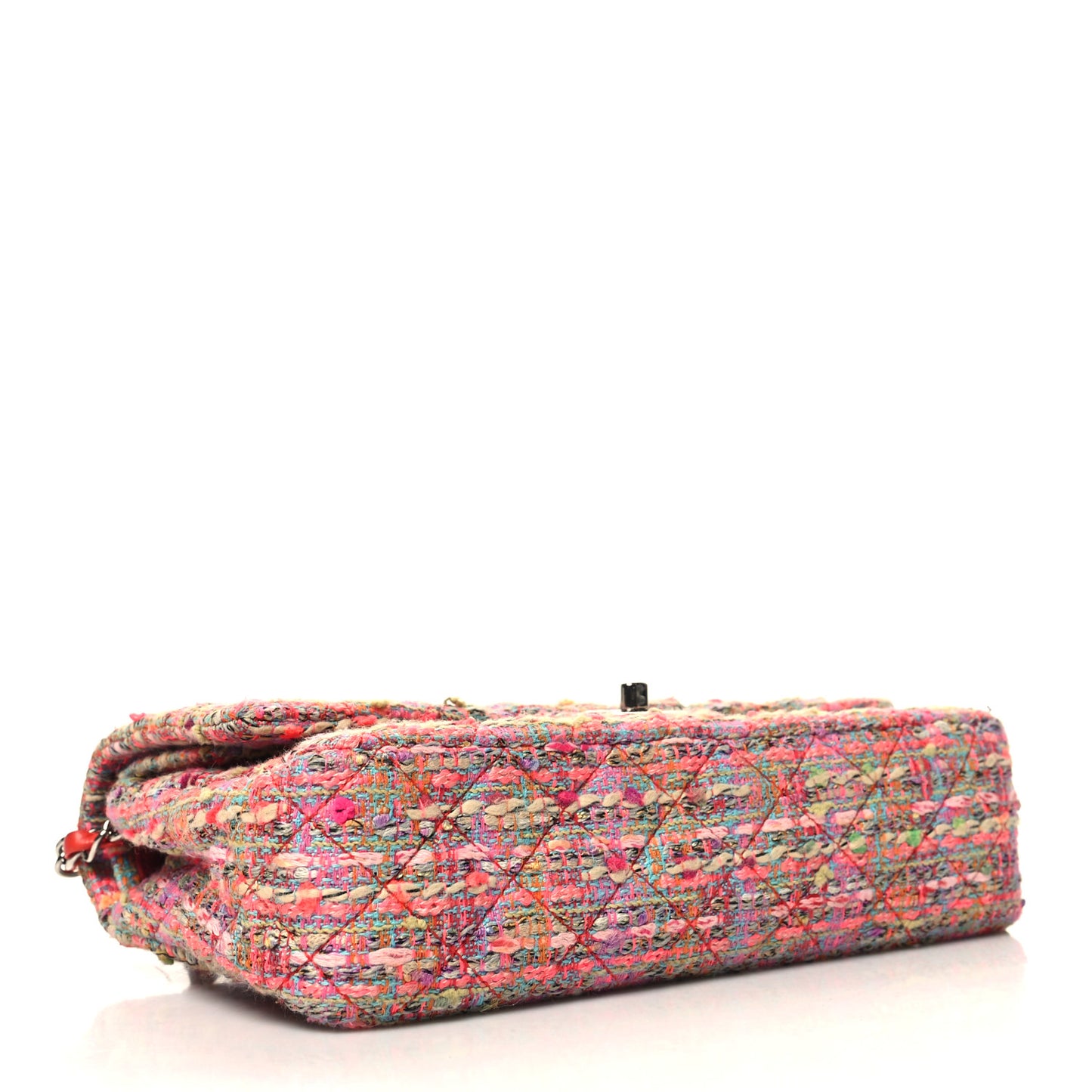 Tweed Quilted Medium Double Flap Pink