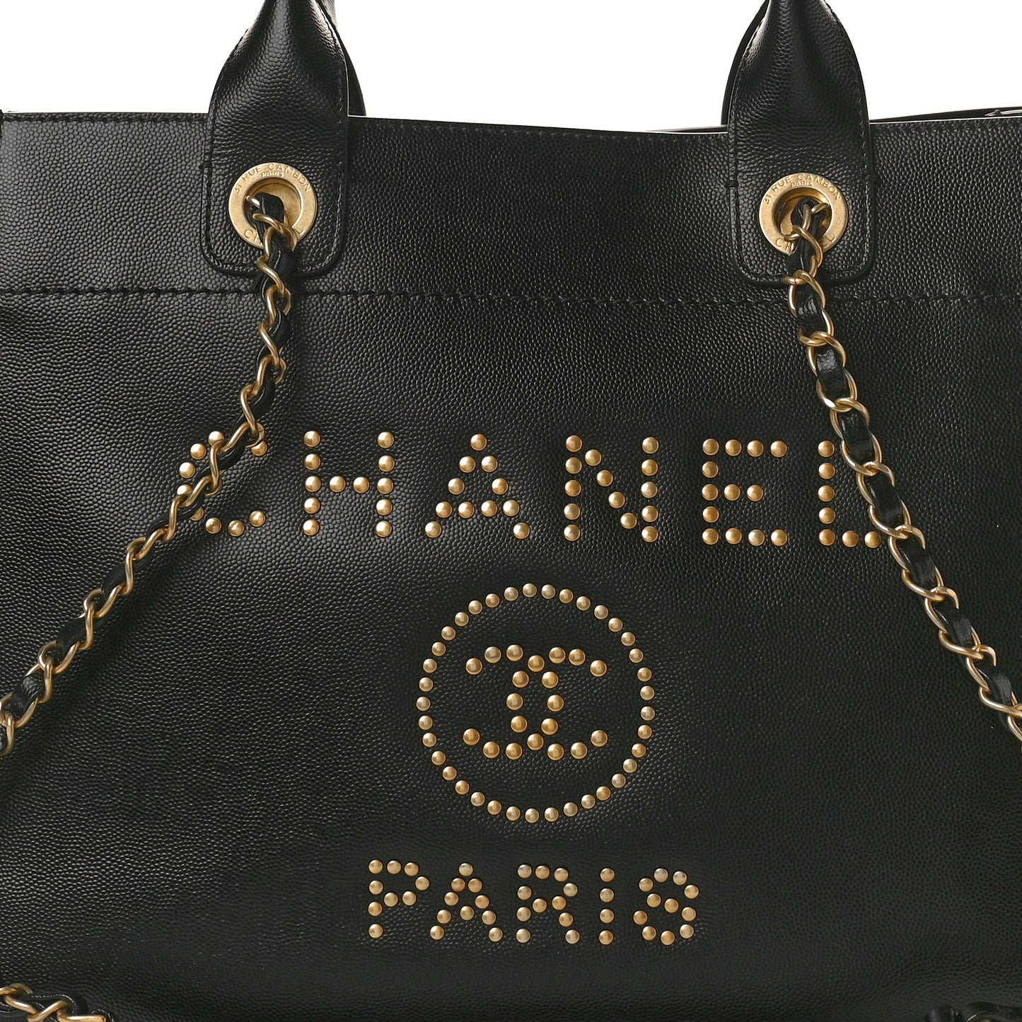 Caviar Small Studded Deauville Tote Black