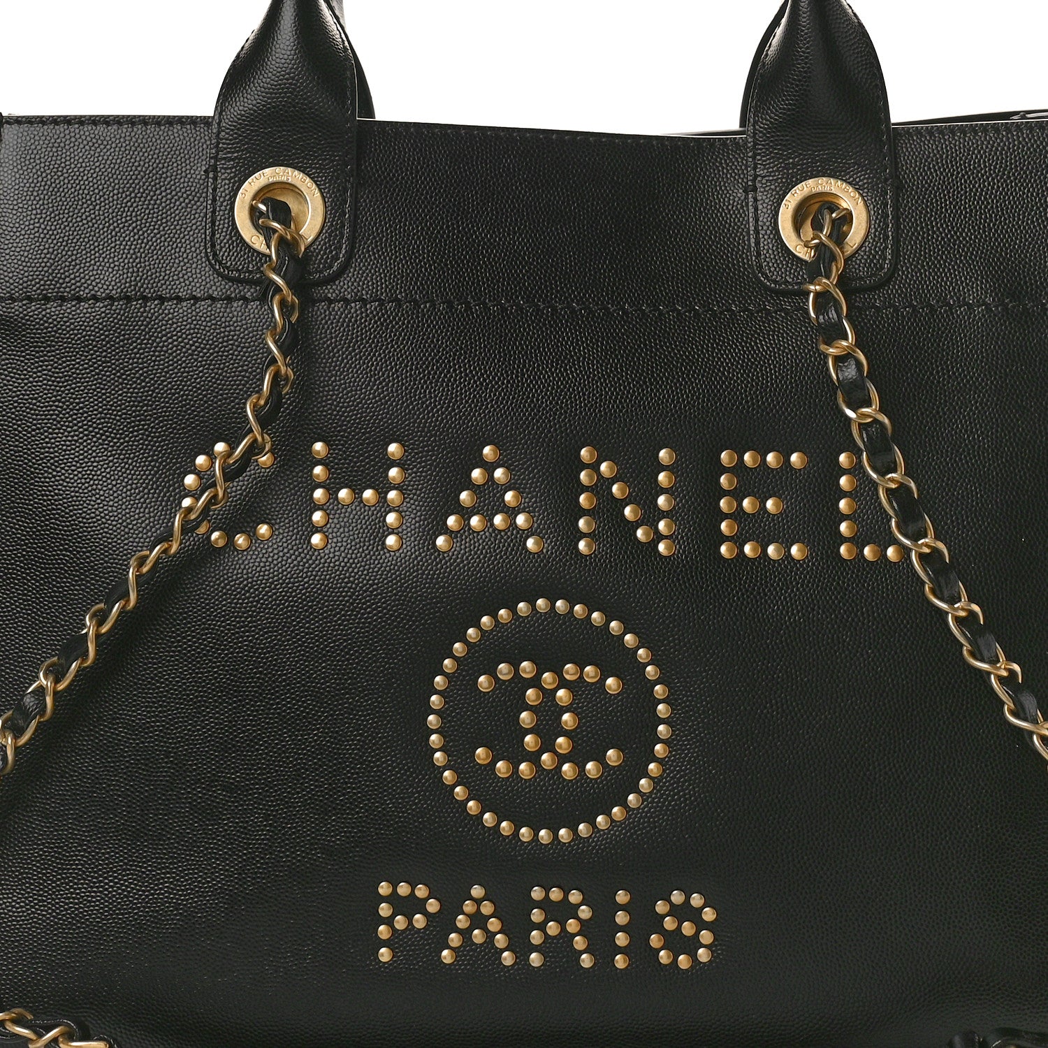Chanel Caviar Small Studded Deauville Tote Black 8 of 12