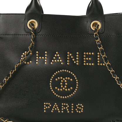 Chanel Caviar Small Studded Deauville Tote Black 8 of 12
