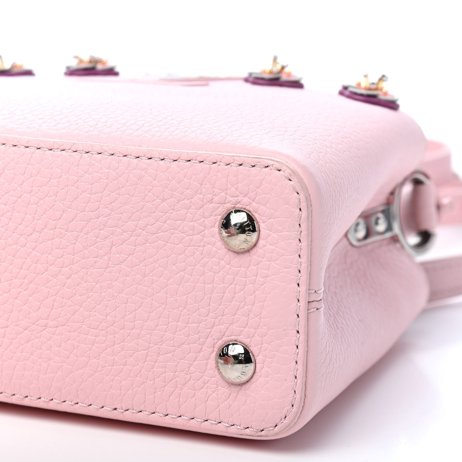 Louis Vuitton Taurillon Flowers Capucines Mini Pink 7 of 9