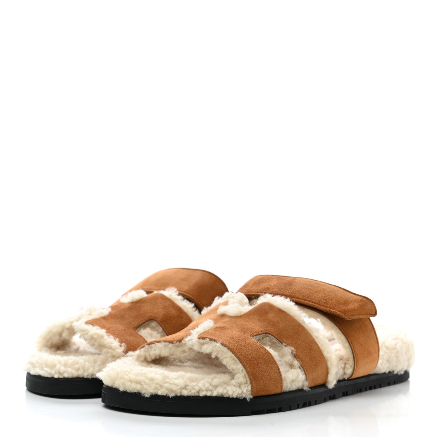 Suede Goatskin Woolskin Womens Chypre Sandals 40.5 Naturel Ecru