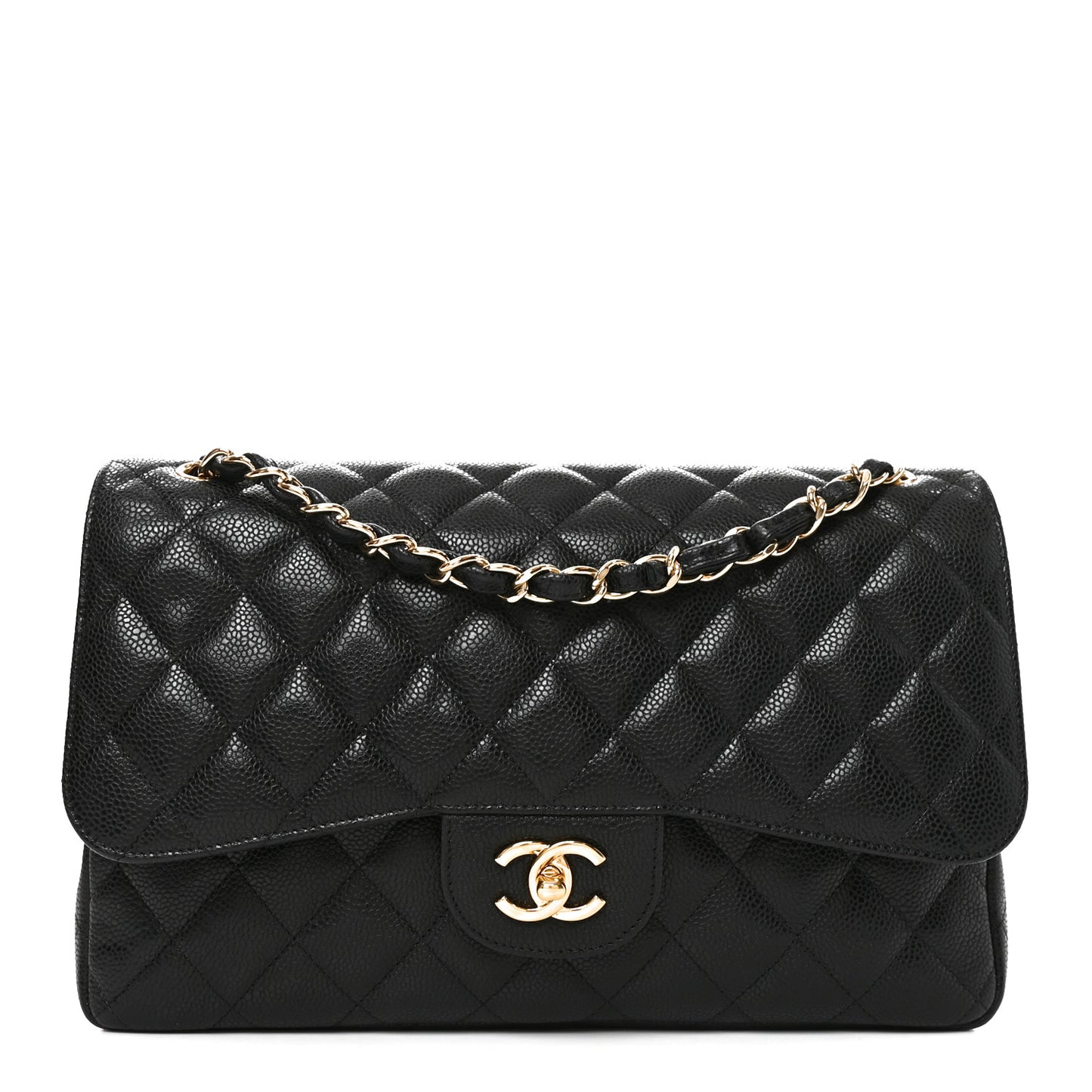 Caviar Quilted Jumbo Double Flap Black