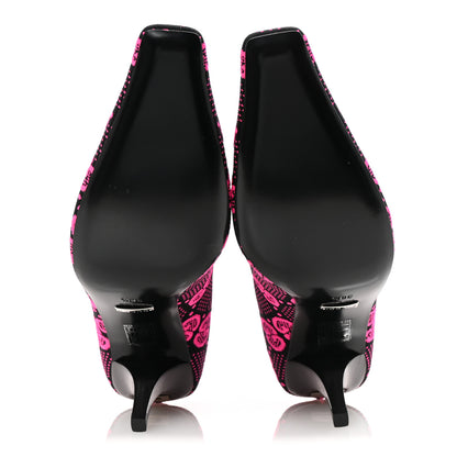 Gucci Technical Jersey Knit GG Monogram Square G 75mm Ankle Boots 38.5 Black Neon Fucsia 6 of 9