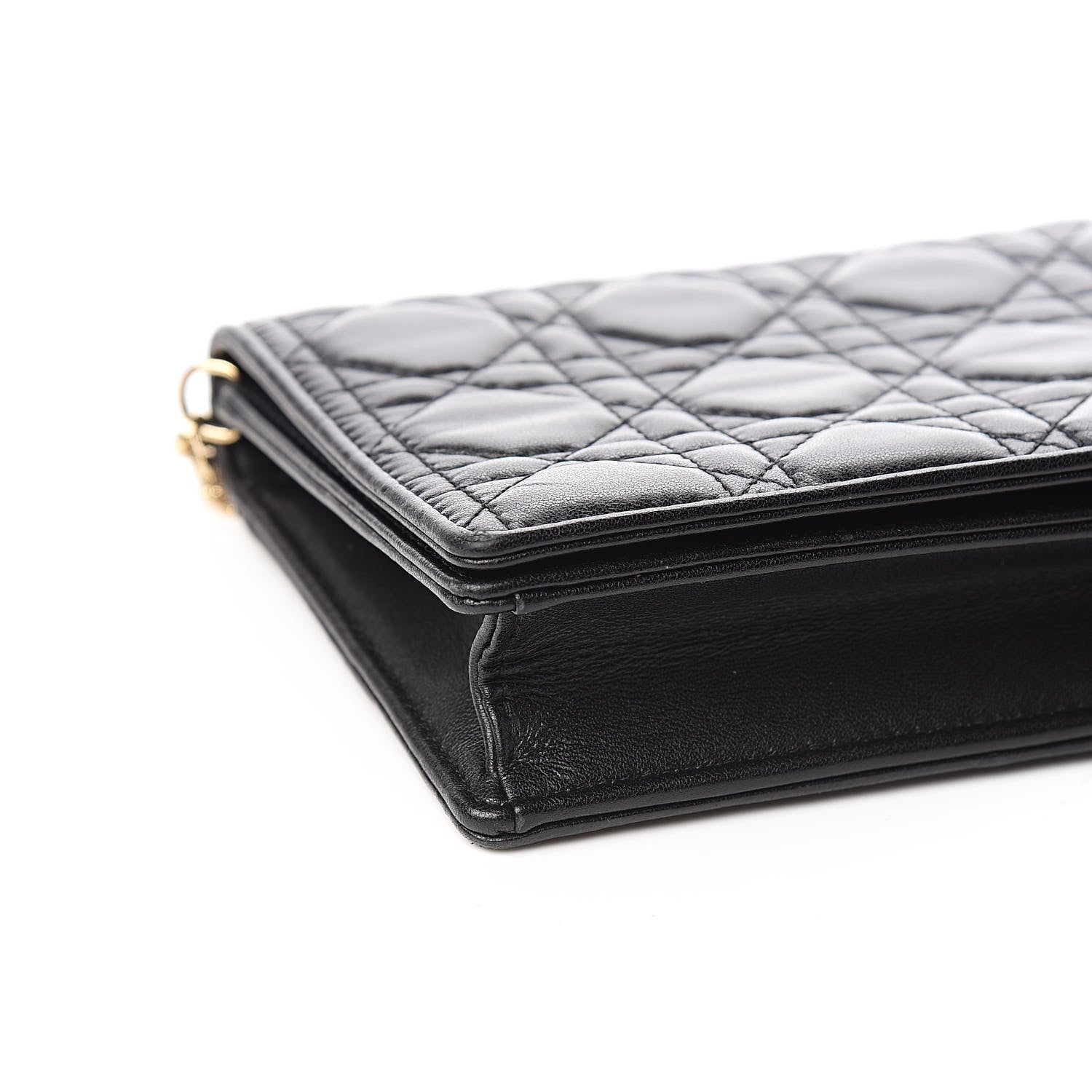 Christian Dior Lambskin Cannage Lady Dior Chain Wallet Black 9 of 11
