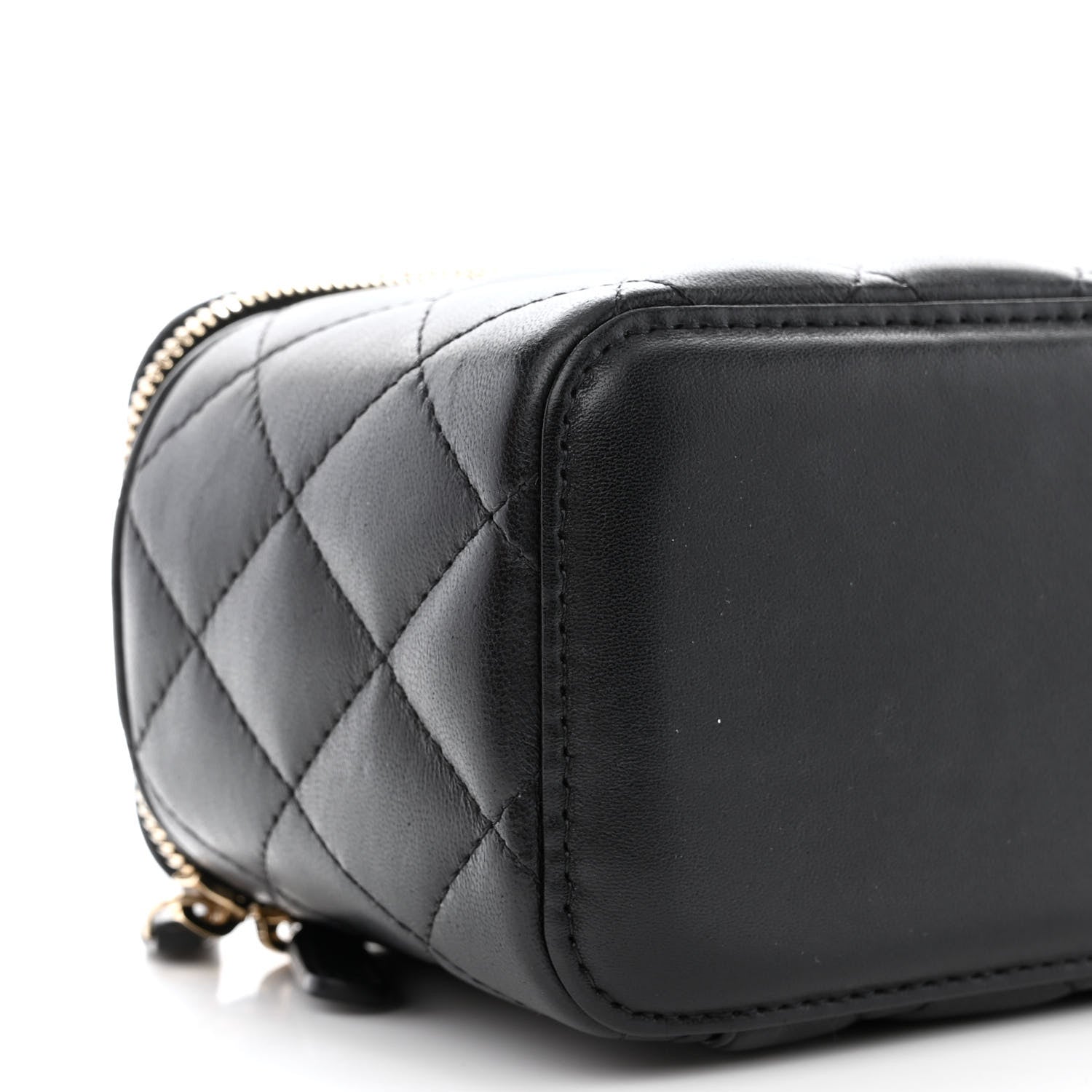 Chanel Lambskin Quilted Pearl Crush Small Vanity Case With Chain Black 9 of 10