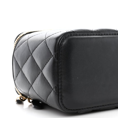 Chanel Lambskin Quilted Pearl Crush Small Vanity Case With Chain Black 9 of 10