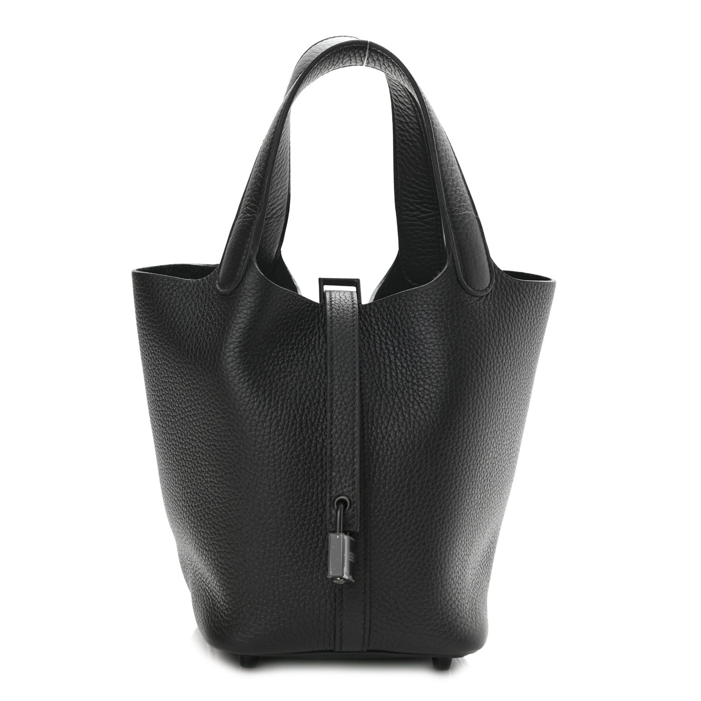 Taurillon Clemence Monochrome Picotin Lock 18 PM Black