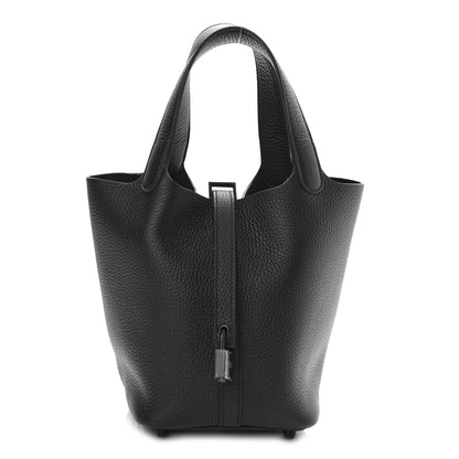 Hermes Taurillon Clemence Monochrome Picotin Lock 18 PM Black 1 of 8
