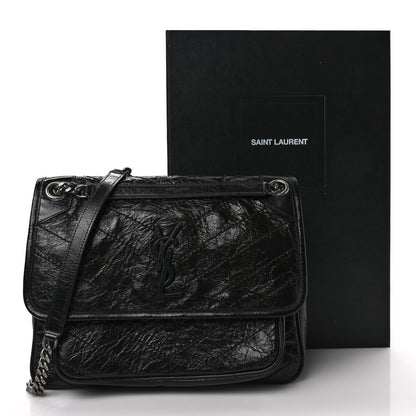 Saint Laurent Crinkled Calfskin Matelasse Monogram Medium Niki Chain Satchel Black 10 of 10
