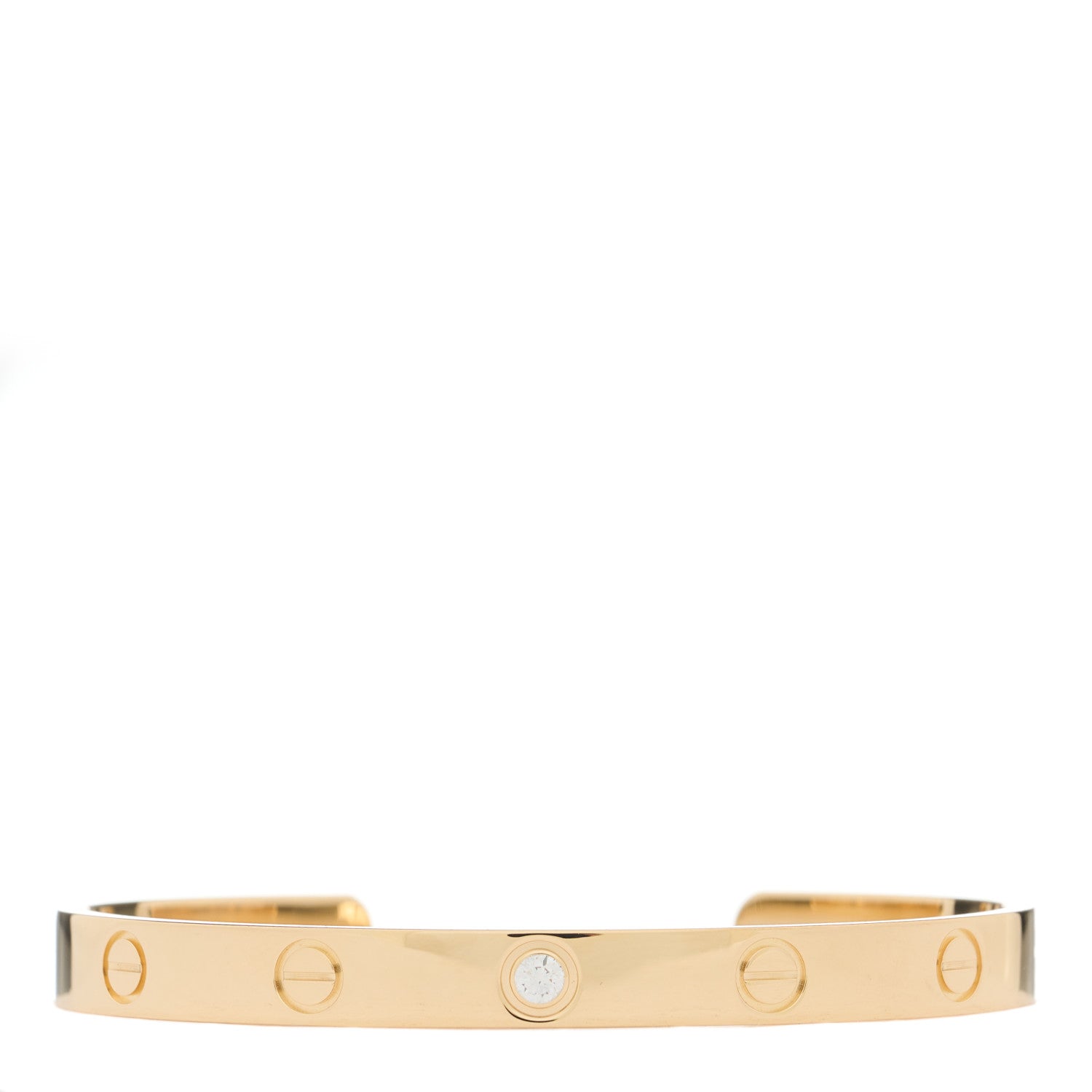 Cartier 18K Yellow Gold 1 Diamond LOVE Cuff Bracelet 17 1 of 4