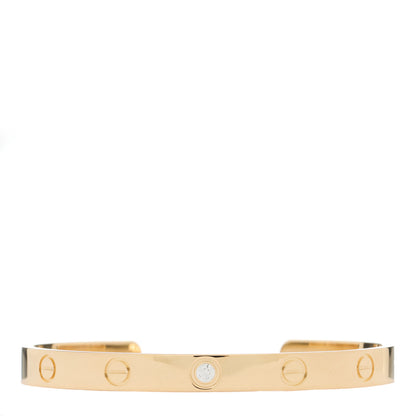 Cartier 18K Yellow Gold 1 Diamond LOVE Cuff Bracelet 17 1 of 4