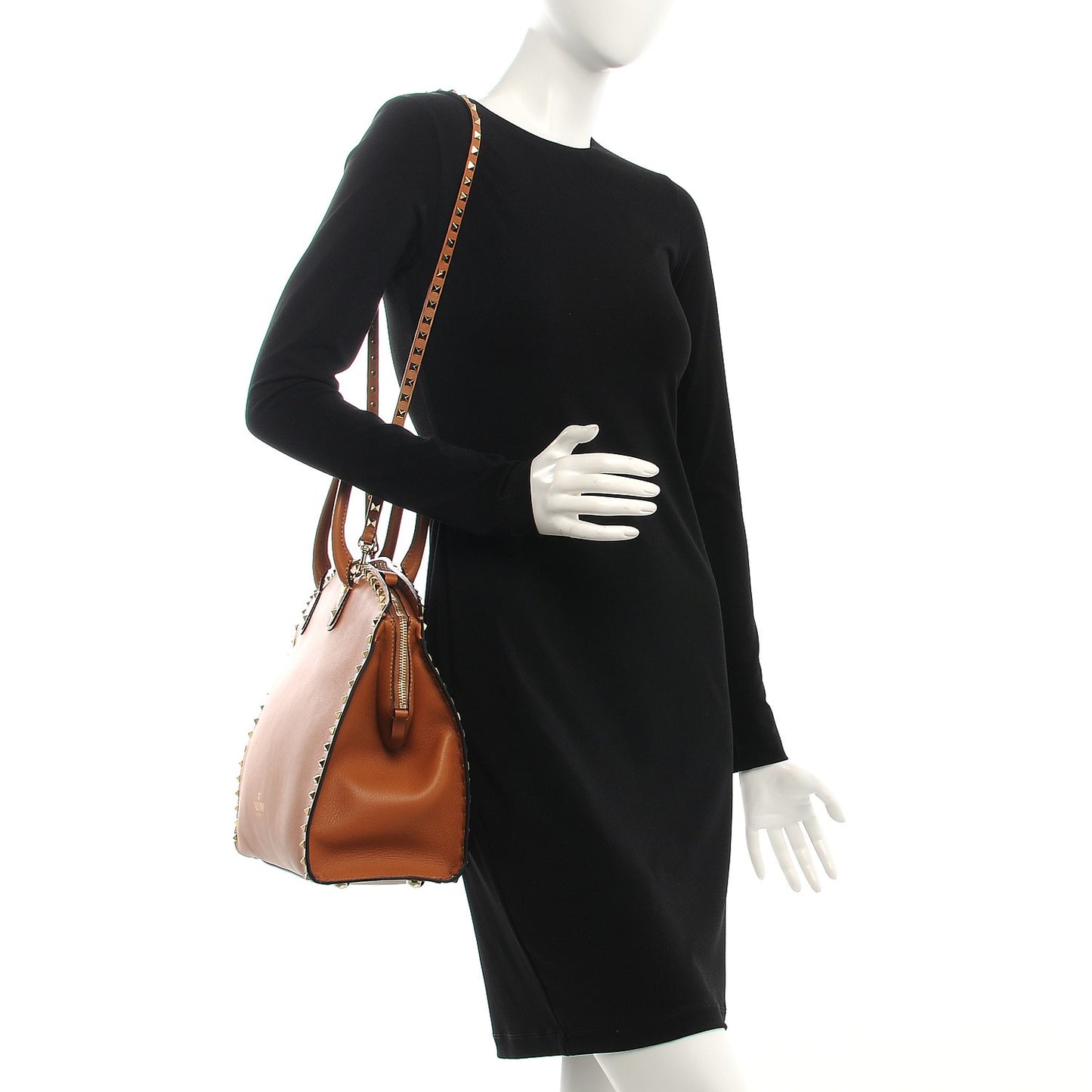 Vitello Rockstud Dome Shopper Light Cuir