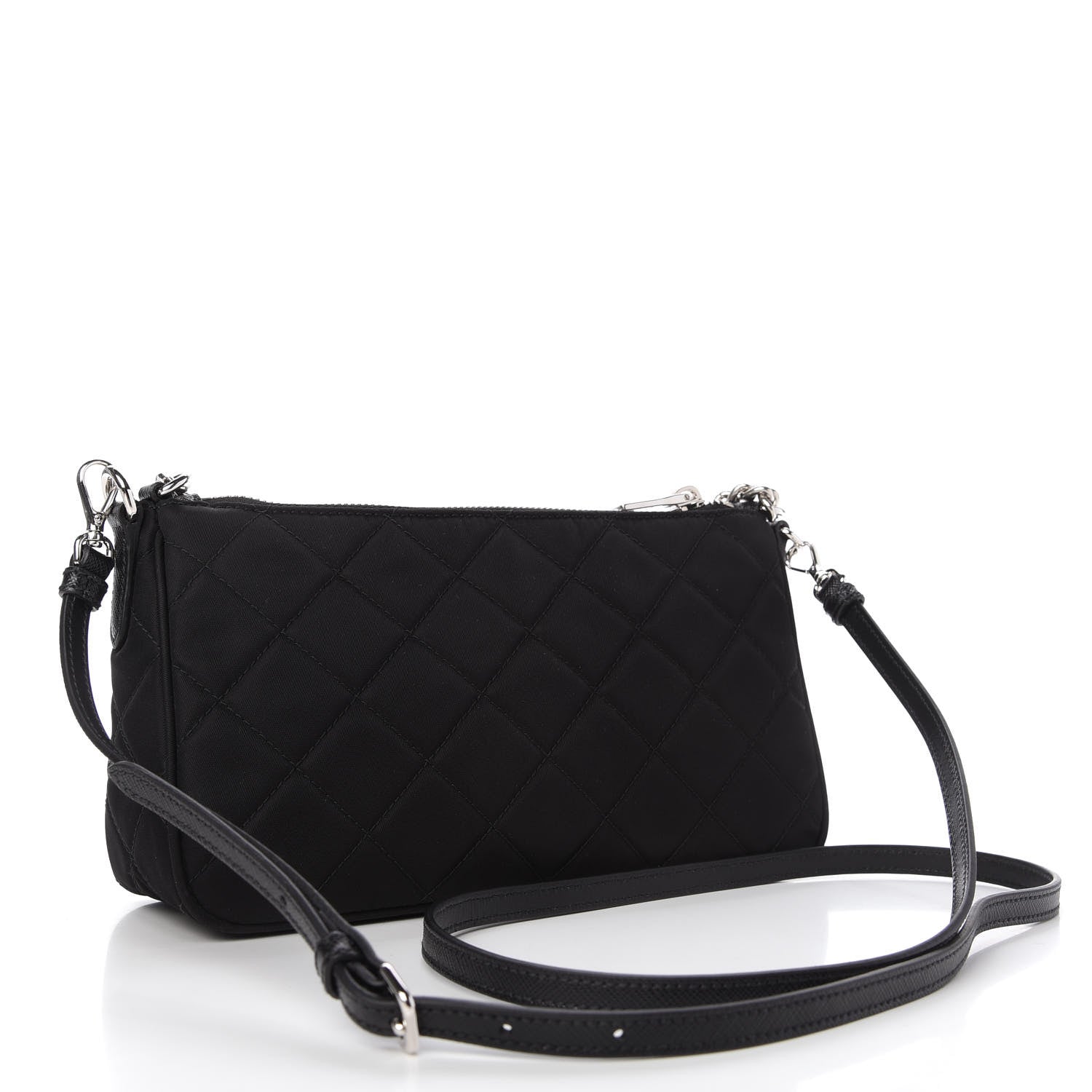 Prada Nylon Tessuto Impuntu Quilted Crossbody Bag Black 3 of 10