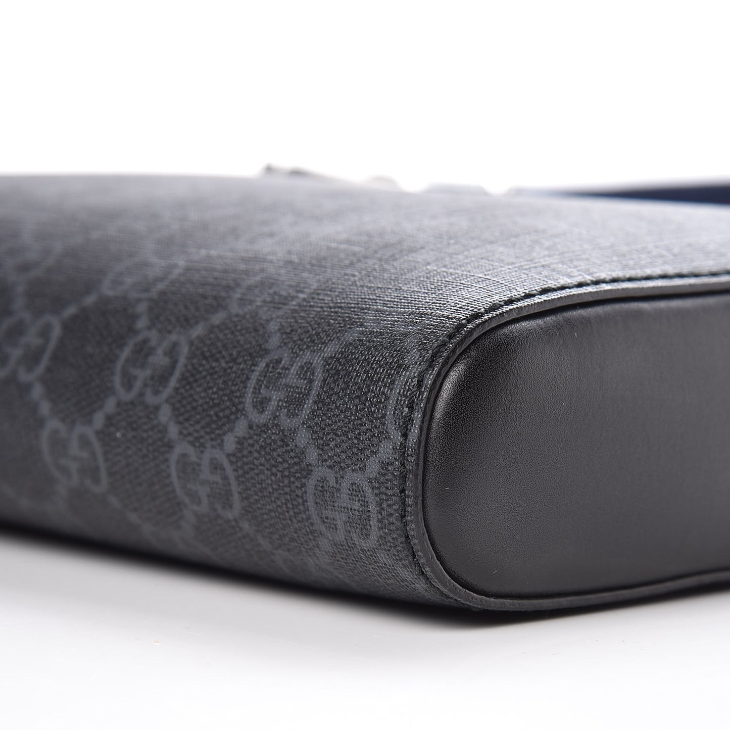 GG Supreme Monogram Web Small Flat Messenger Bag Black Grey