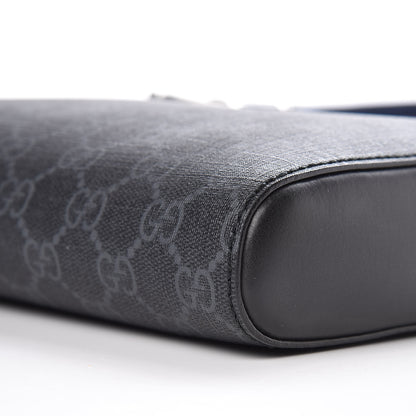 Gucci GG Supreme Monogram Web Small Flat Messenger Bag Black Grey 9 of 10